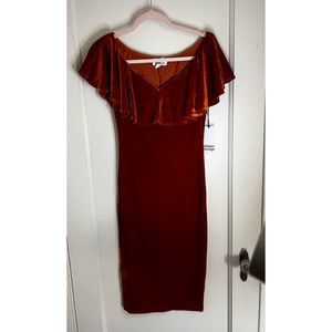 Unique Vintage Wiggle Dress in Burnt Orange